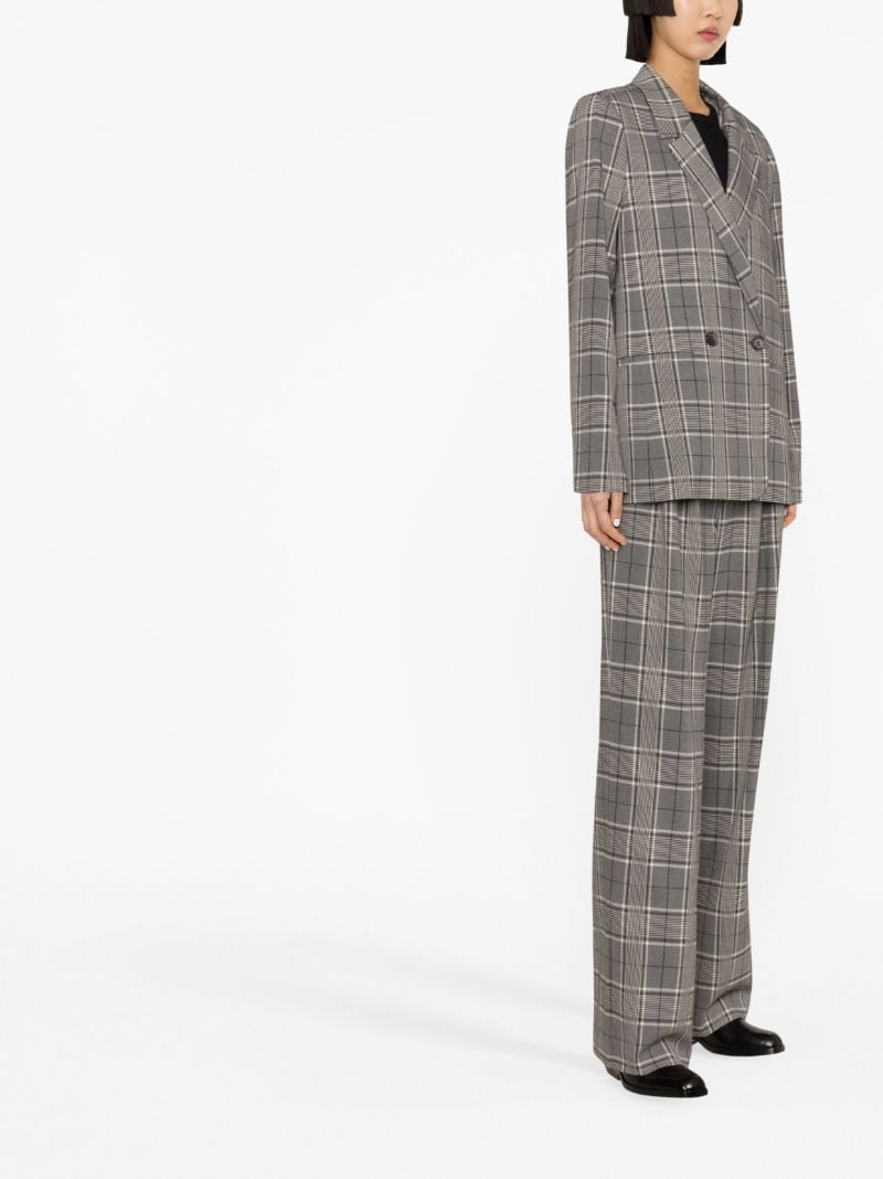 Grey Plaid Double-breasted Blazer