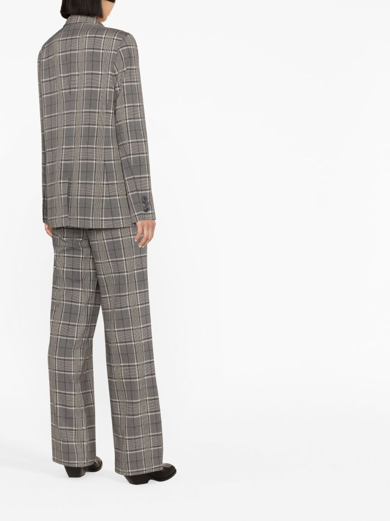 Grey Plaid Double-breasted Blazer