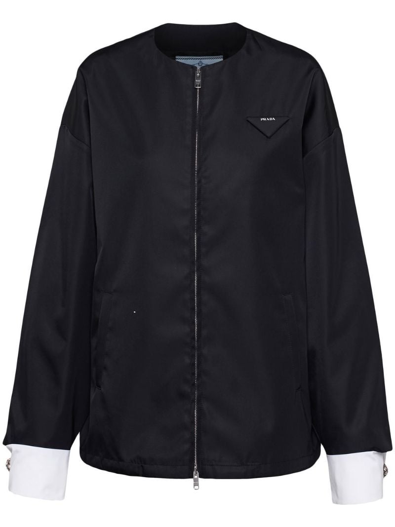 Black Detachable-cuffs Bomber Jacket
