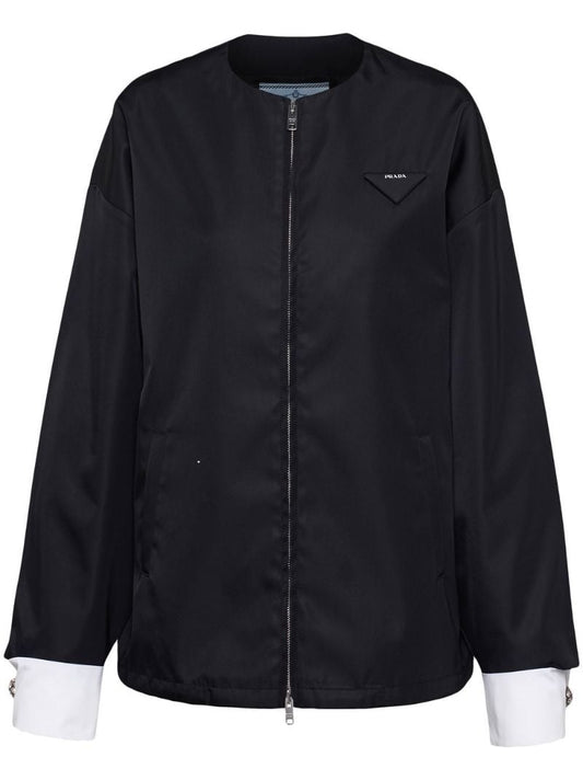Black Detachable-cuffs Bomber Jacket