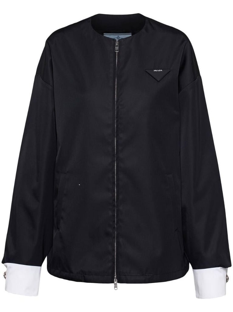 Black Detachable-cuffs Bomber Jacket
