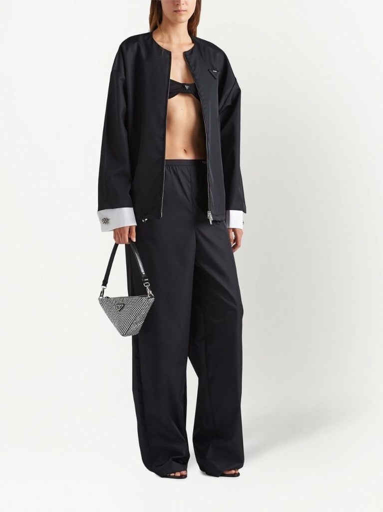 Black Detachable-cuffs Bomber Jacket