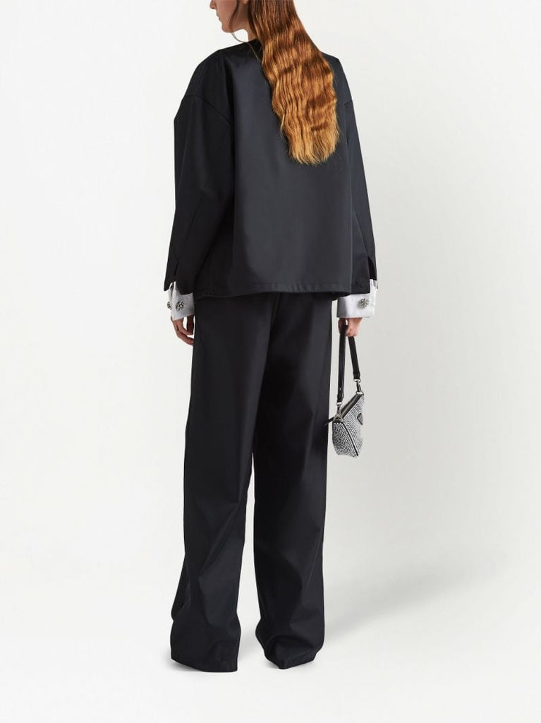 Black Detachable-cuffs Bomber Jacket