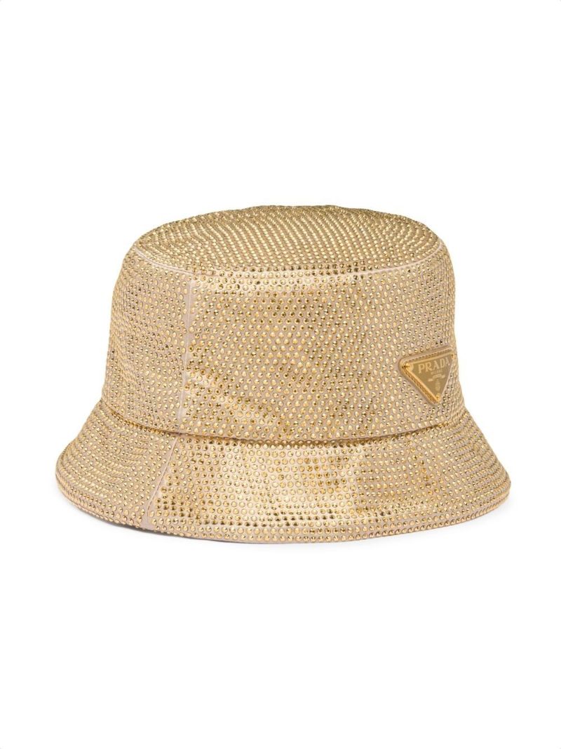 Gold Crystal-embellished Bucket Hat