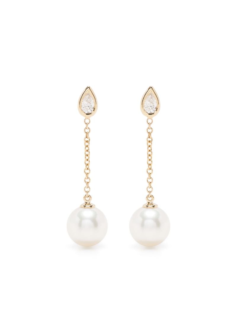 14k Yellow Gold Sea of Beauty Pearl and Diamond Drop Earrings