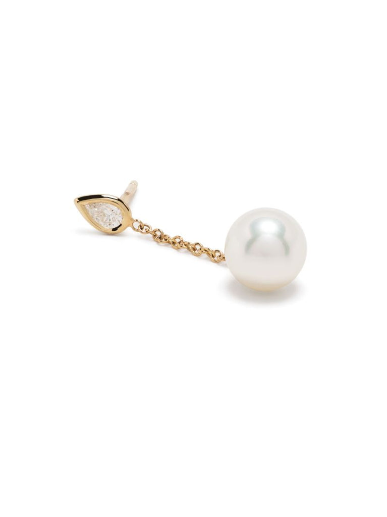 14k Yellow Gold Sea of Beauty Pearl and Diamond Drop Earrings