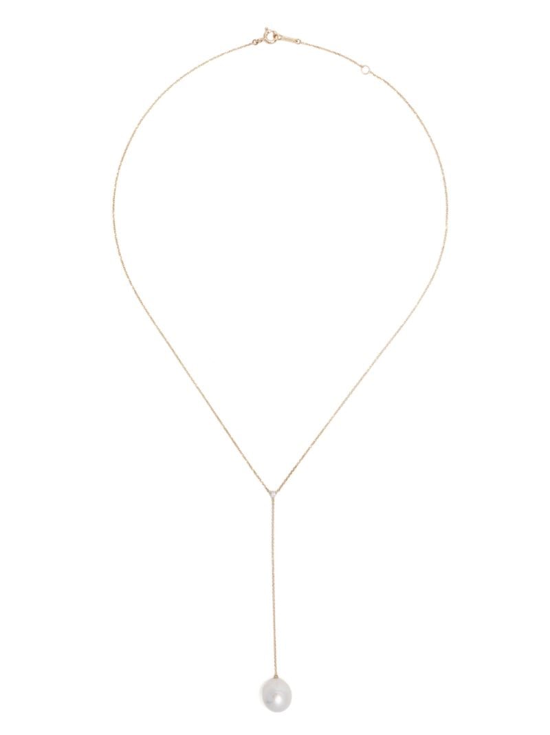 14k Yellow Gold Pearl and Diamond Necklace
