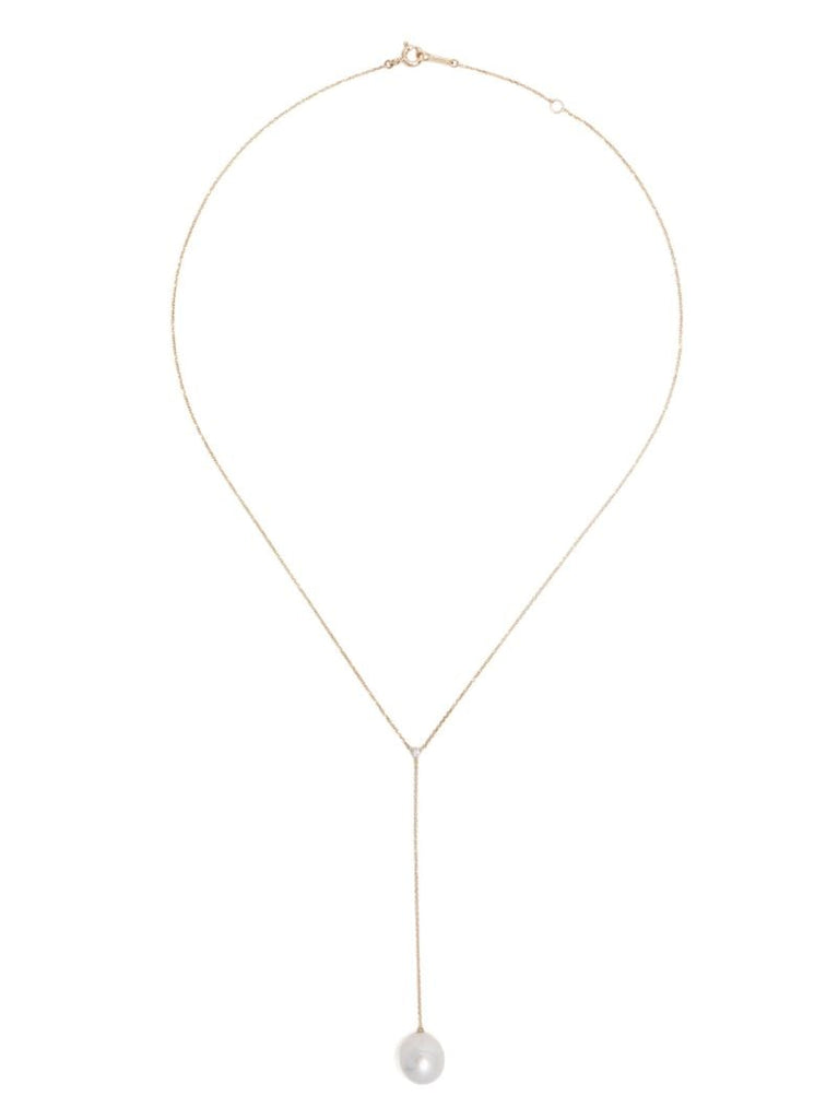 14k Yellow Gold Pearl and Diamond Necklace