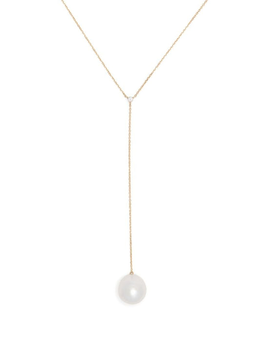 14k Yellow Gold Pearl and Diamond Necklace