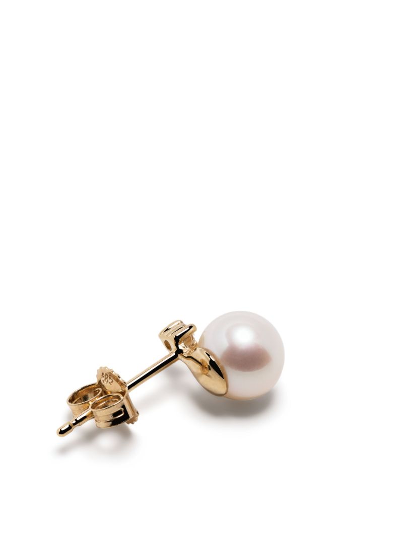 14k Yellow Gold Sea of Beauty Pearl and Diamond Single Stud Earring
