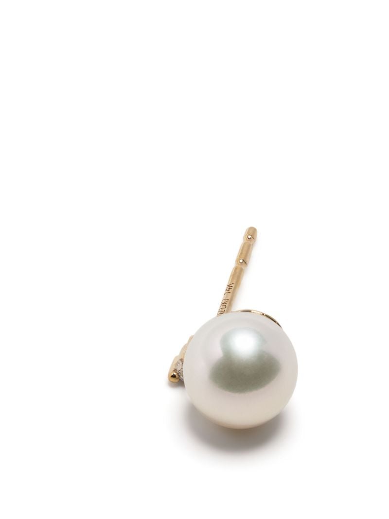 14k Yellow Gold Sea of Beauty Pearl and Diamond Single Stud Earring