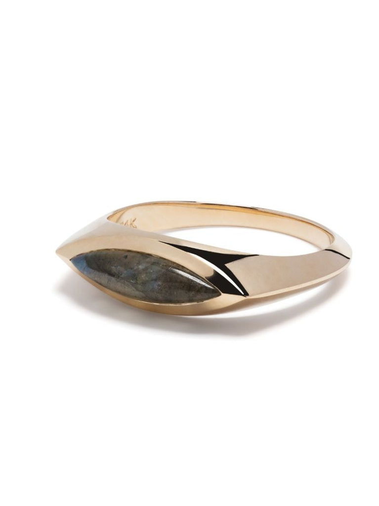 14k Yellow Gold Eye Signet Labradorite Ring
