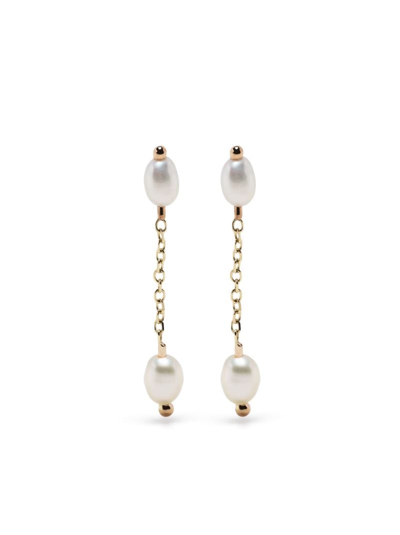 14k Yellow Gold Pearl Shower Drop Earrings