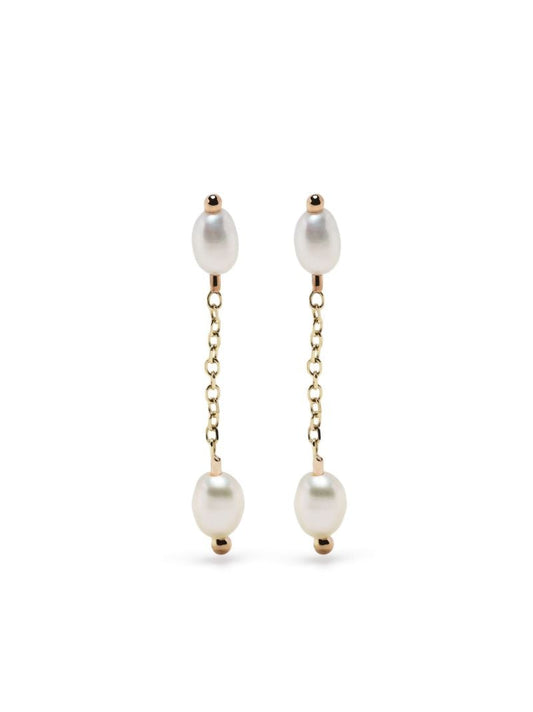 14k Yellow Gold Pearl Shower Drop Earrings