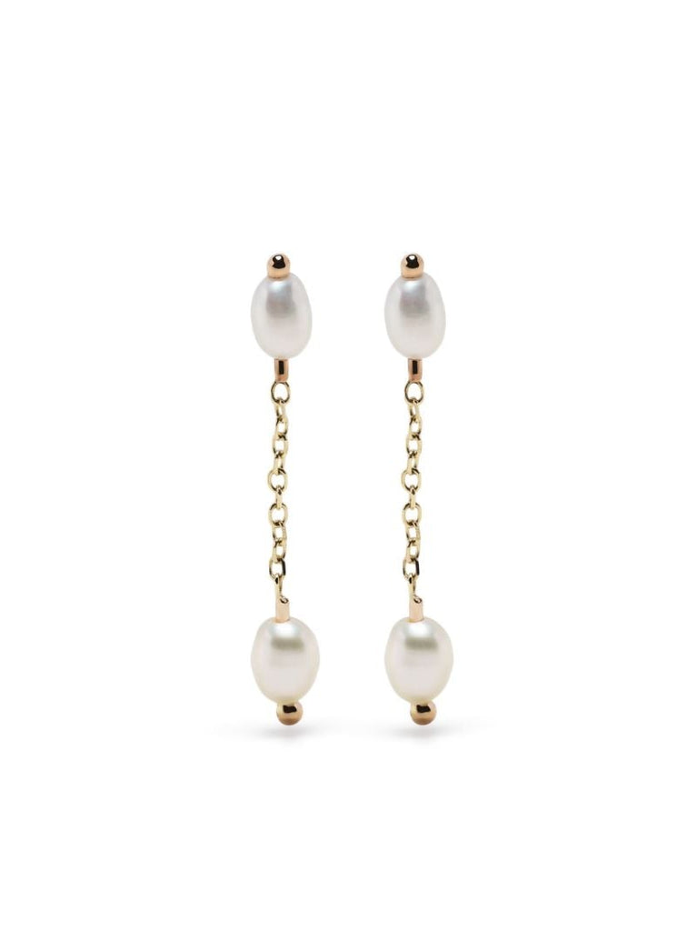 14k Yellow Gold Pearl Shower Drop Earrings