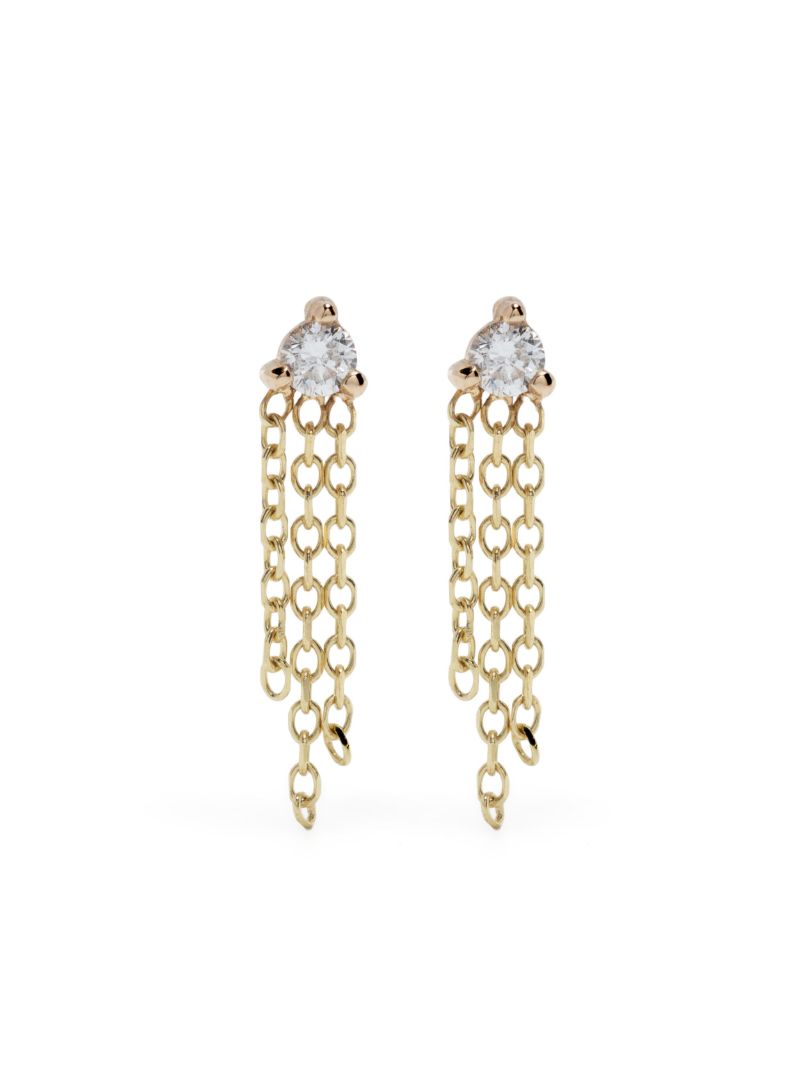 14k Yellow Gold Diamond Mist Drop Earrings