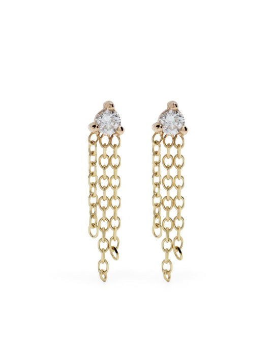 14k Yellow Gold Diamond Mist Drop Earrings