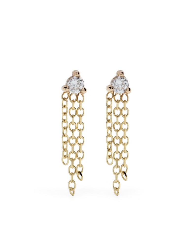 14k Yellow Gold Diamond Mist Drop Earrings
