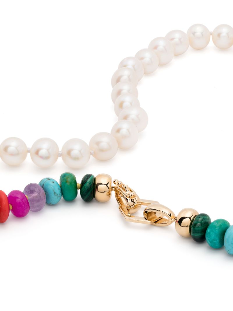 18k Yellow Gold Rainbow Bead Pearl Necklace
