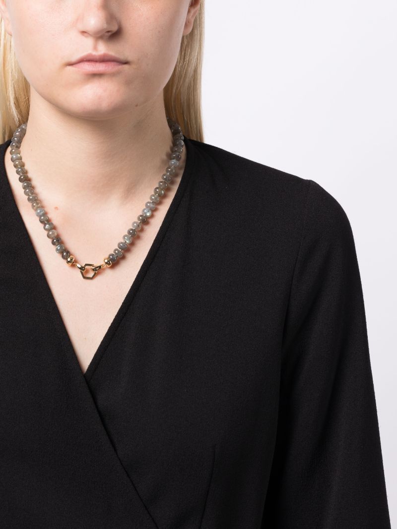 18k Yellow Gold Foundation Labradorite Beaded Necklace