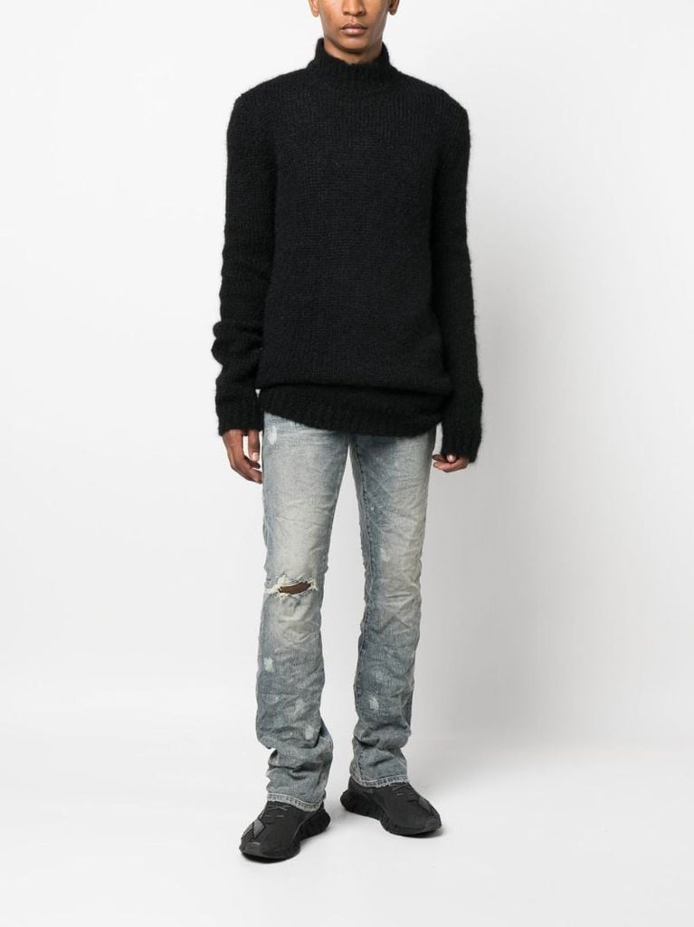 Blue Distressed Slim-cut Jeans
