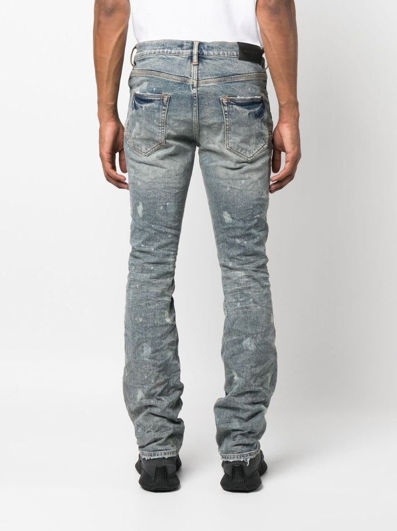 Blue Distressed Slim-cut Jeans