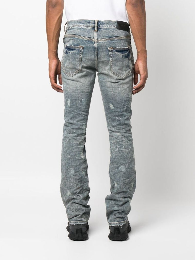 Blue Distressed Slim-cut Jeans