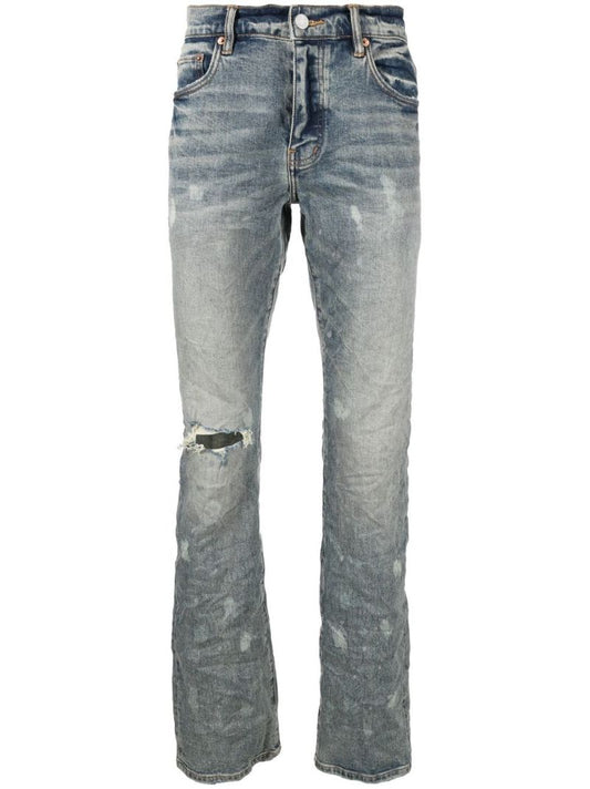 Blue Distressed Slim-cut Jeans