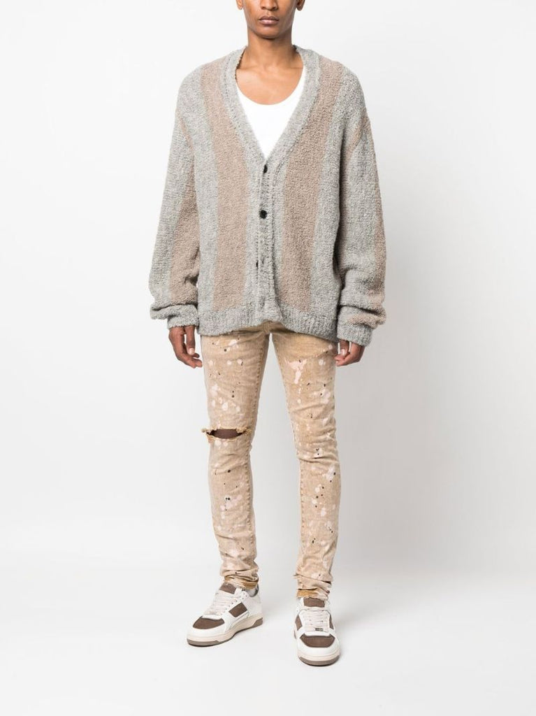 Beige Paint Splatter Slim Jeans