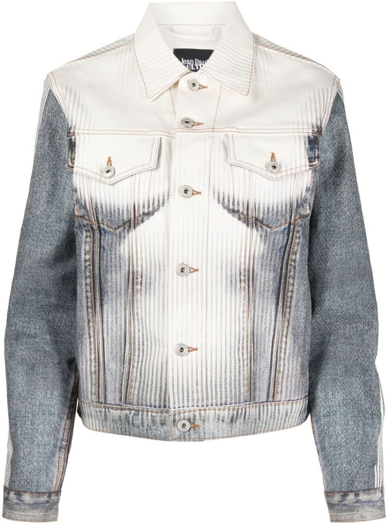 X Jean Paul Gaultier Blue Body Morph Print Denim Jacket
