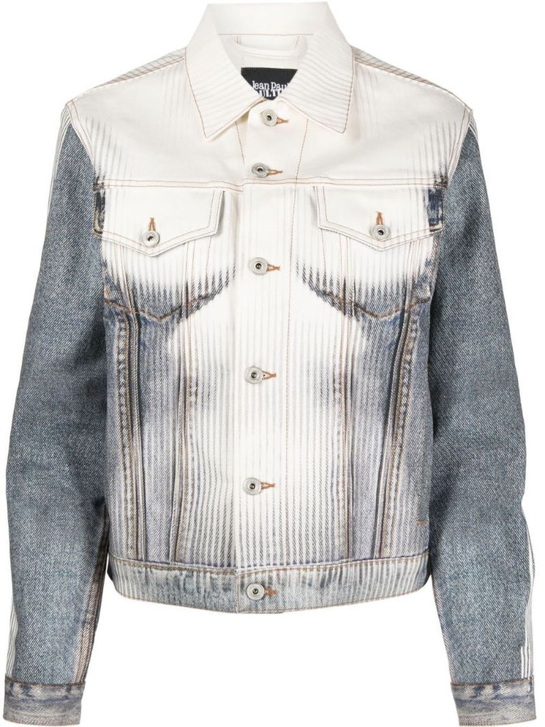 X Jean Paul Gaultier Blue Body Morph Print Denim Jacket