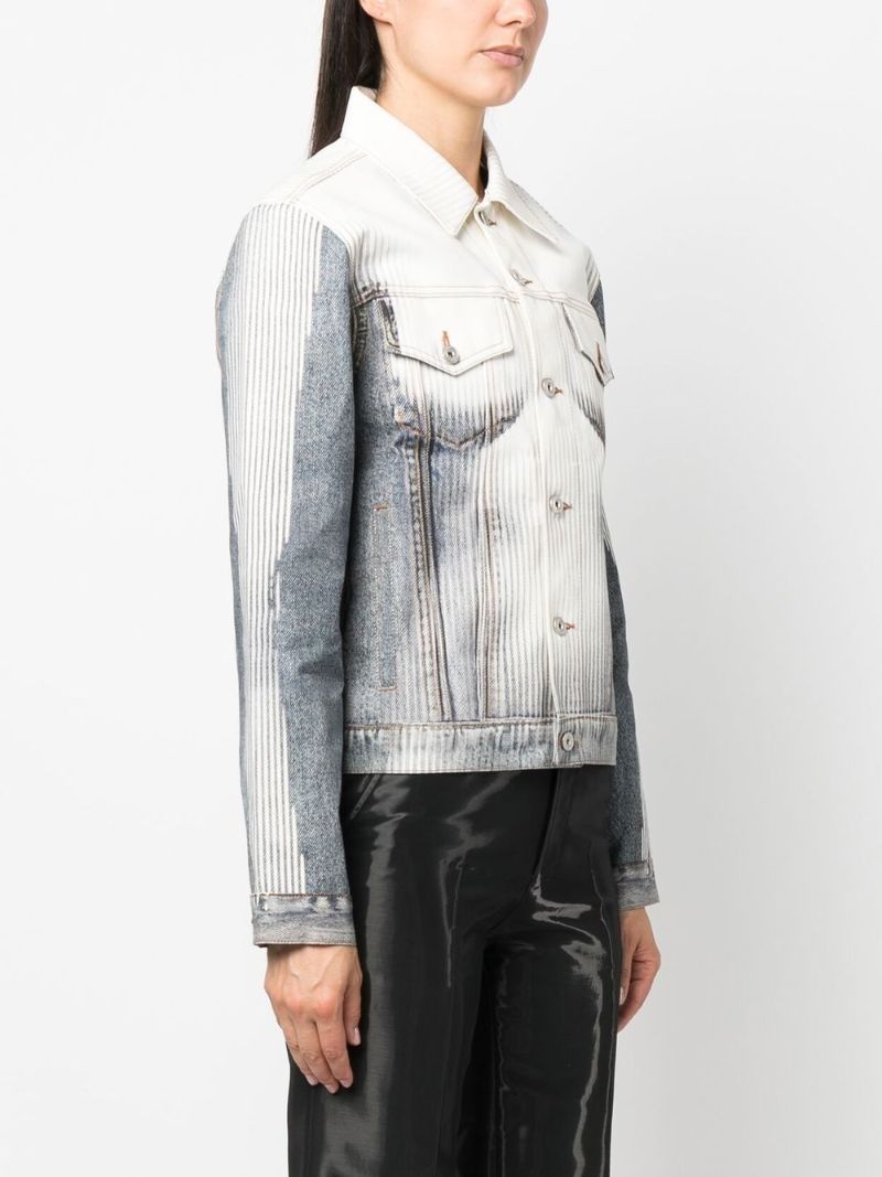 X Jean Paul Gaultier Blue Body Morph Print Denim Jacket