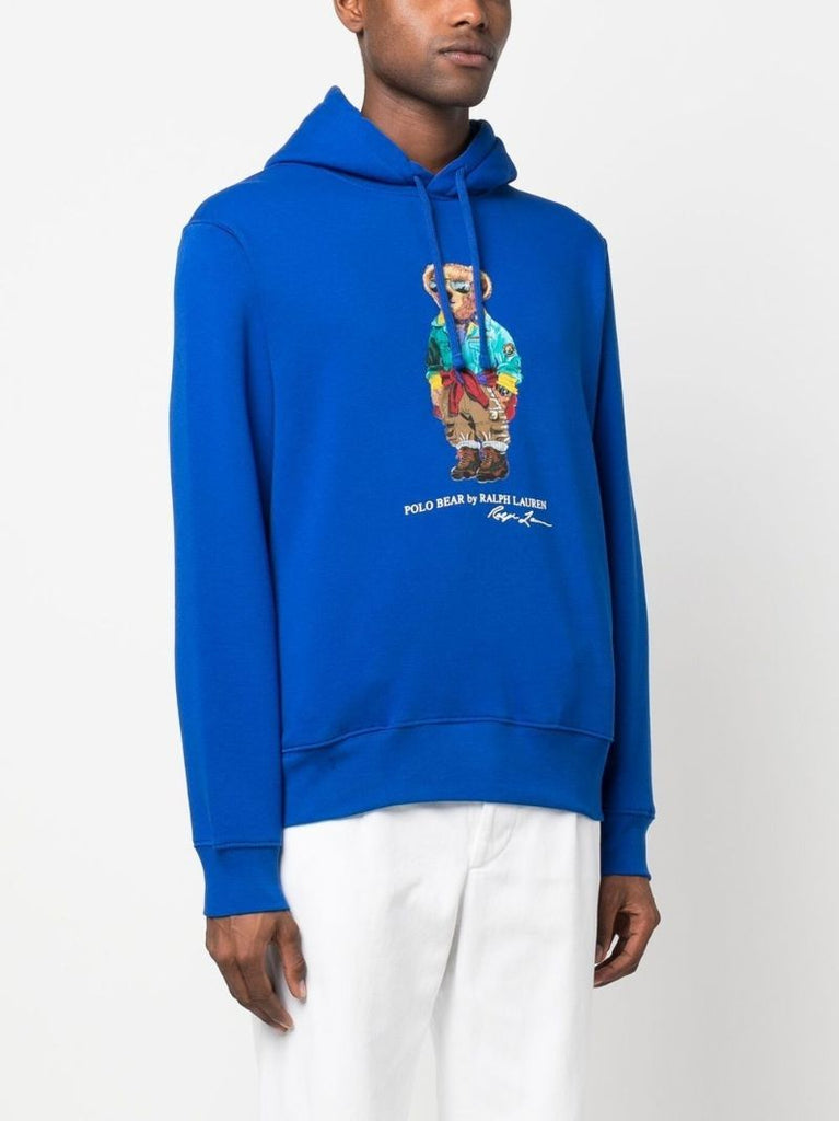 Blue Polo Bear Print Hoodie