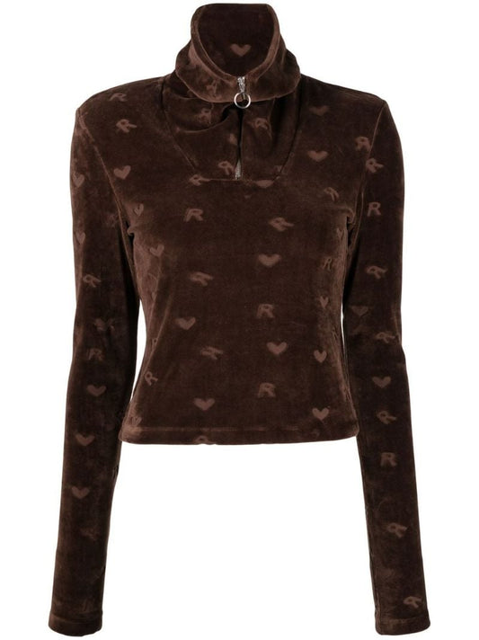 Brown Mona Velour Long Sleeve Top