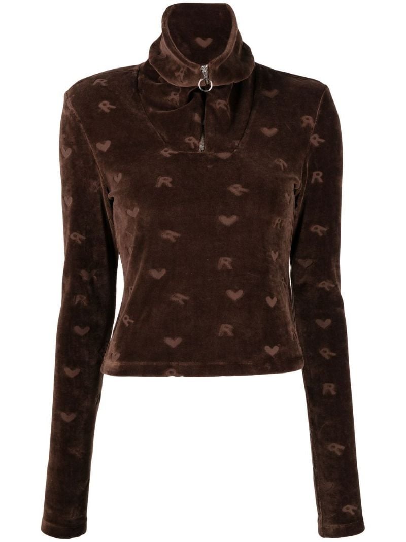 Brown Mona Velour Long Sleeve Top