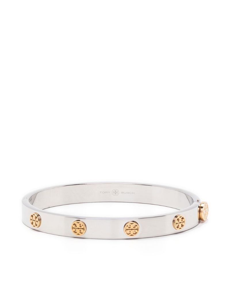 Silver and Gold-tone Miller Stud Hinge Bracelet