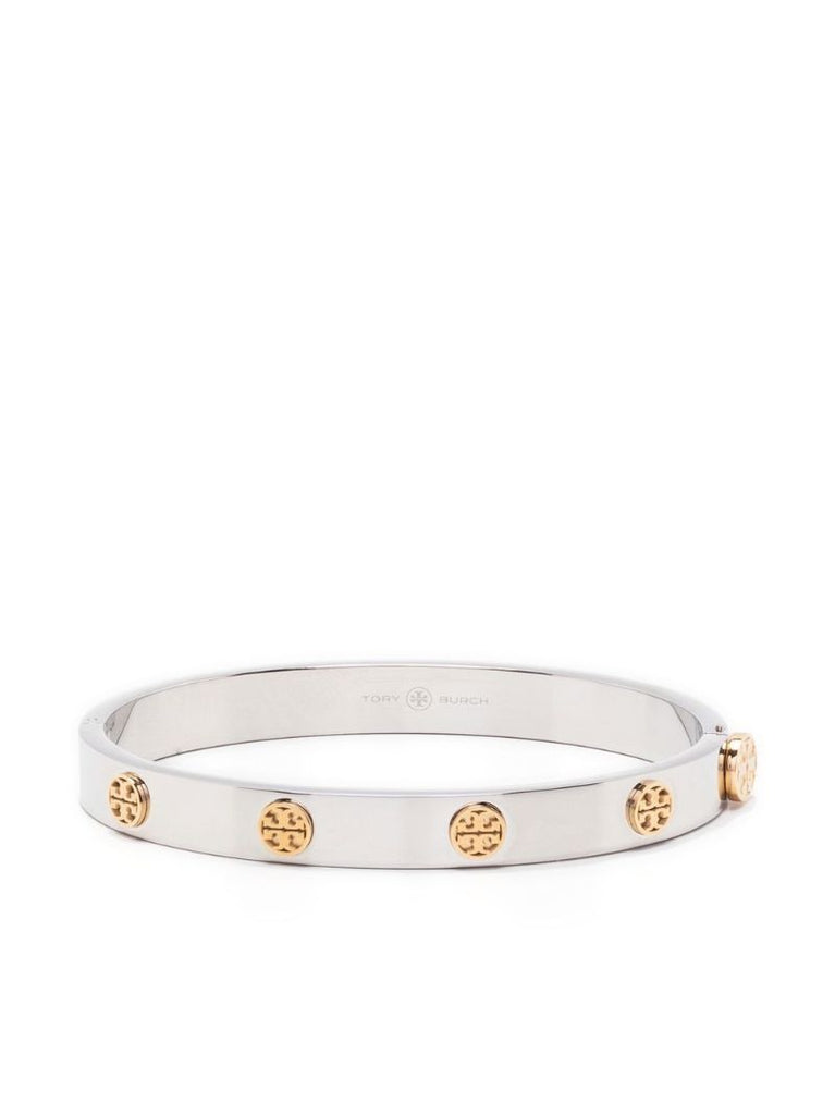 Silver and Gold-tone Miller Stud Hinge Bracelet