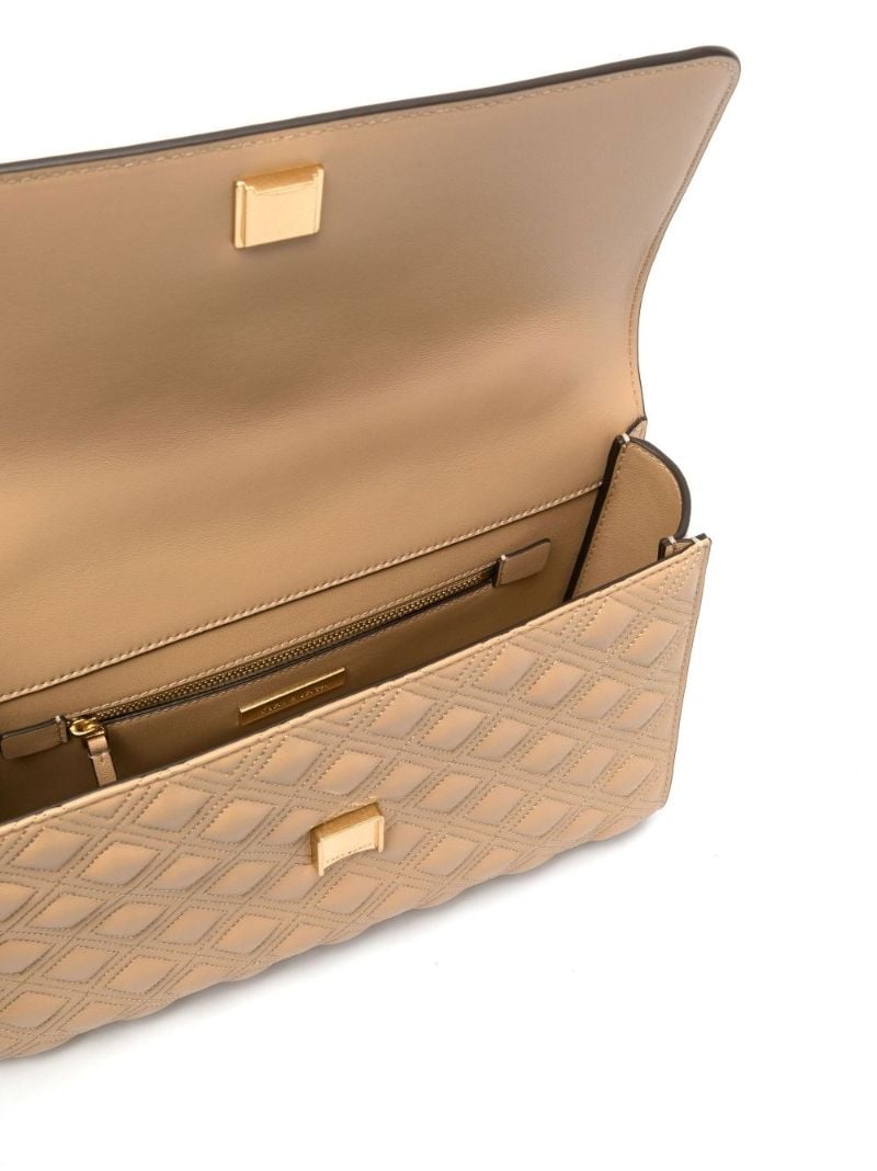 Beige Fleming Embossed Leather Shoulder Bag