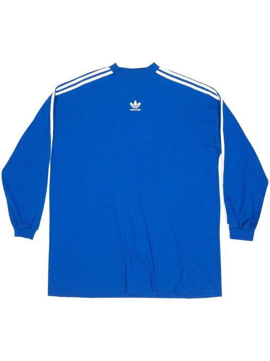 X Adidas Blue Logo Print Three-stripe Long-sleeved T-shirt