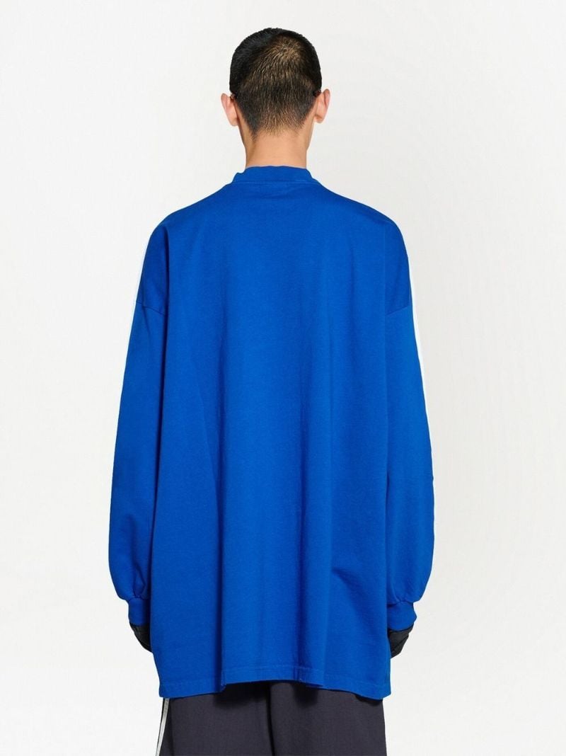 X Adidas Blue Logo Print Three-stripe Long-sleeved T-shirt