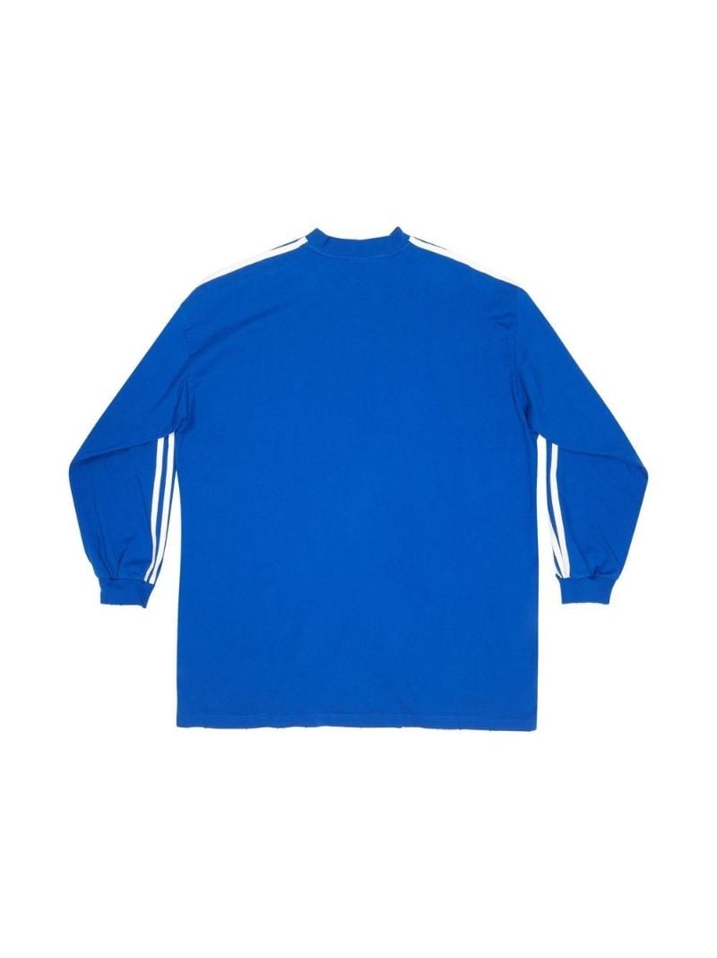 X Adidas Blue Logo Print Three-stripe Long-sleeved T-shirt