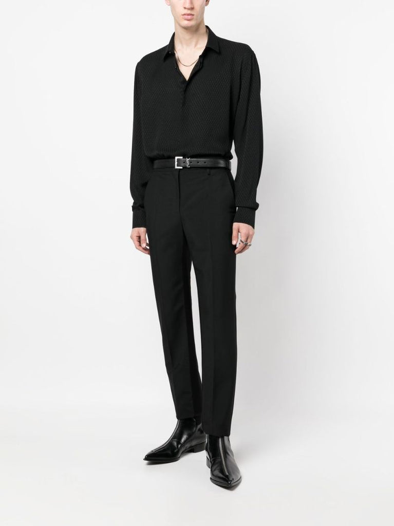 Black Silk Diamond Jacquard Shirt