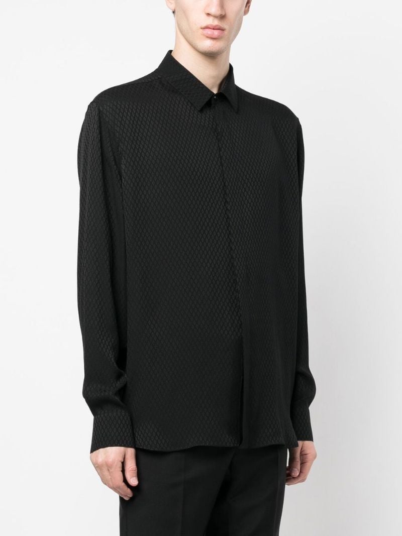 Black Silk Diamond Jacquard Shirt