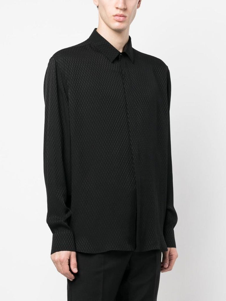 Black Silk Diamond Jacquard Shirt