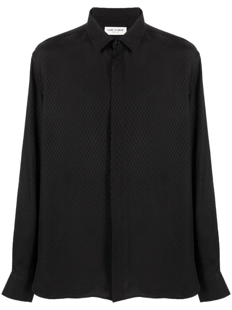 Black Silk Diamond Jacquard Shirt