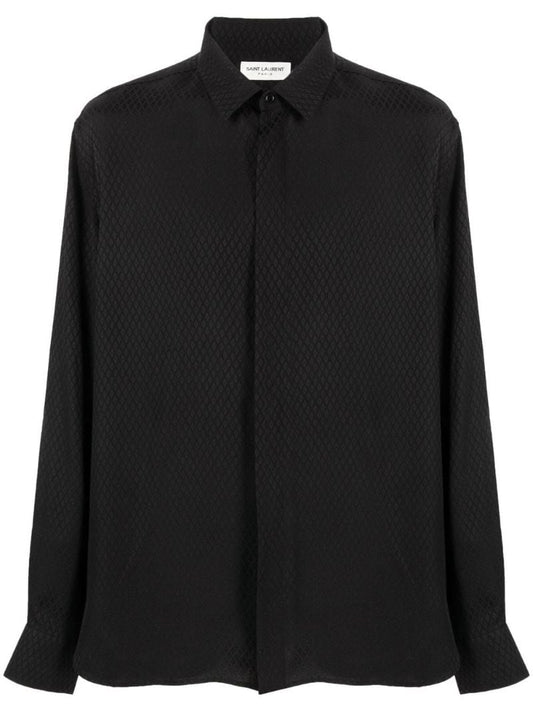 Black Silk Diamond Jacquard Shirt