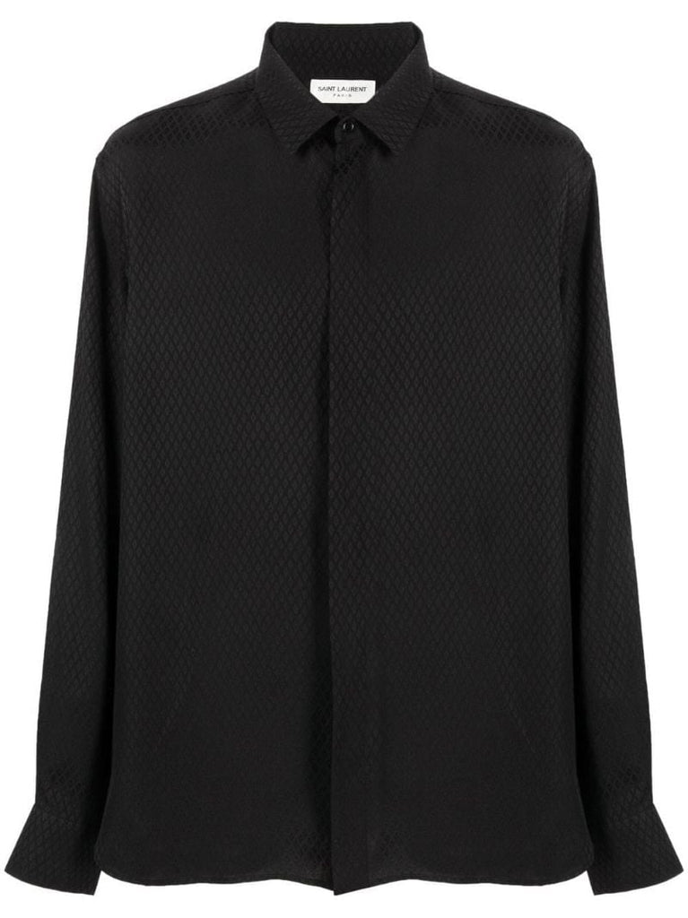 Black Silk Diamond Jacquard Shirt