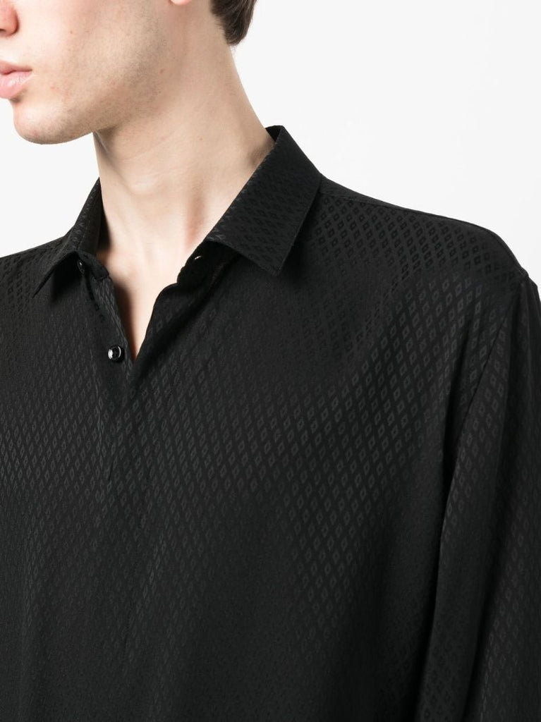 Black Silk Diamond Jacquard Shirt