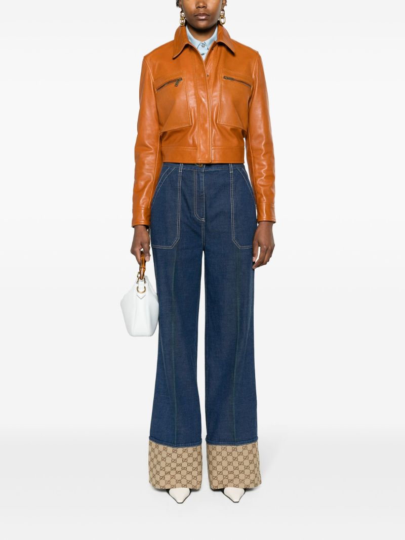 Blue Gg Canvas Straight-leg Jeans