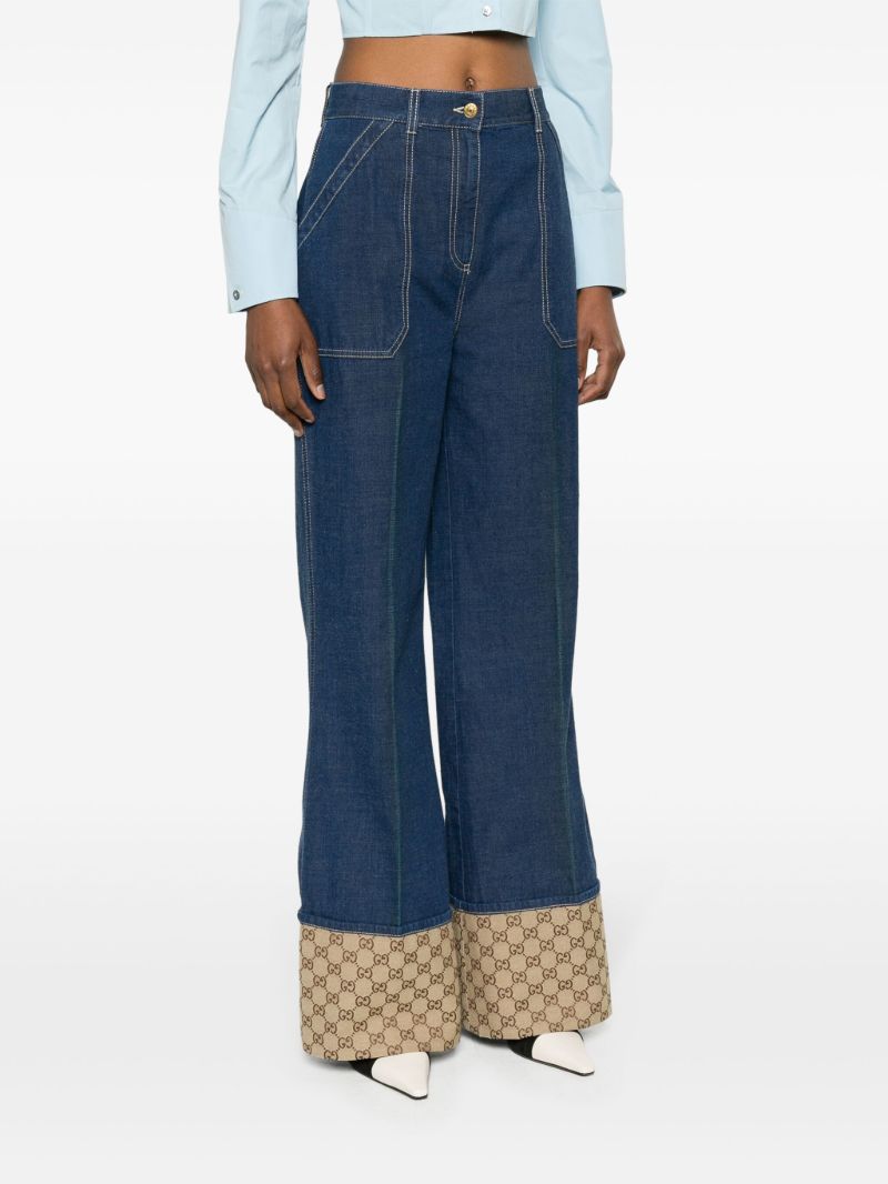 Blue Gg Canvas Straight-leg Jeans